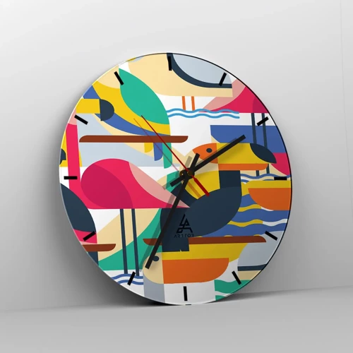 Reloj de pared - Reloj de vidrio - Fiesta de las aves - 40x40 cm