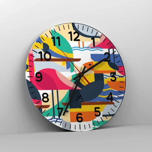 Reloj de pared - Reloj de vidrio - Fiesta de las aves - 40x40 cm