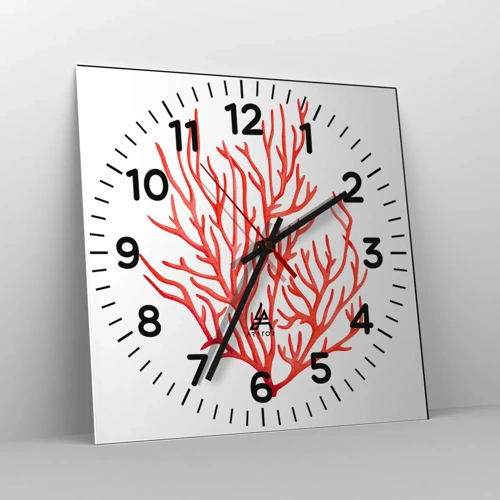 Reloj de pared - Reloj de vidrio - Filigrana de coral - 30x30 cm