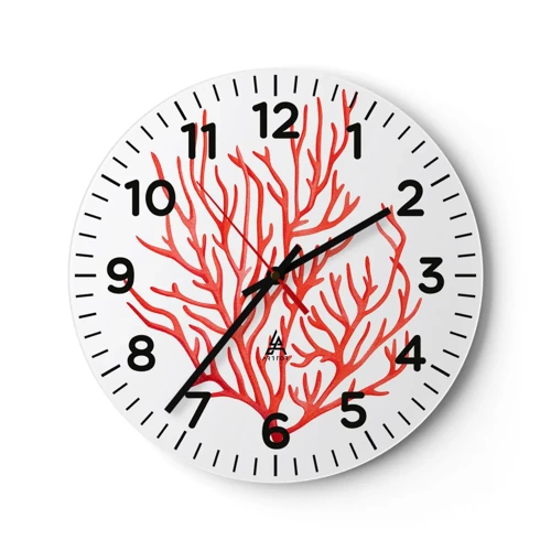 Reloj de pared - Reloj de vidrio - Filigrana de coral - 30x30 cm