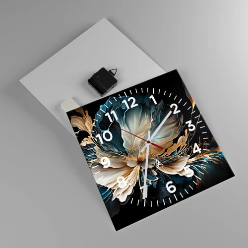 Reloj de pared - Reloj de vidrio - Flor de helecho de cuento - 30x30 cm