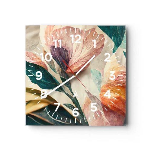 Reloj de pared - Reloj de vidrio - Flores de las islas del sur - 30x30 cm