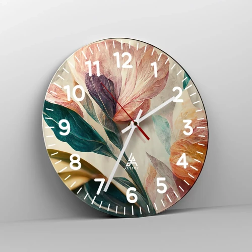 Reloj de pared - Reloj de vidrio - Flores de las islas del sur - 40x40 cm