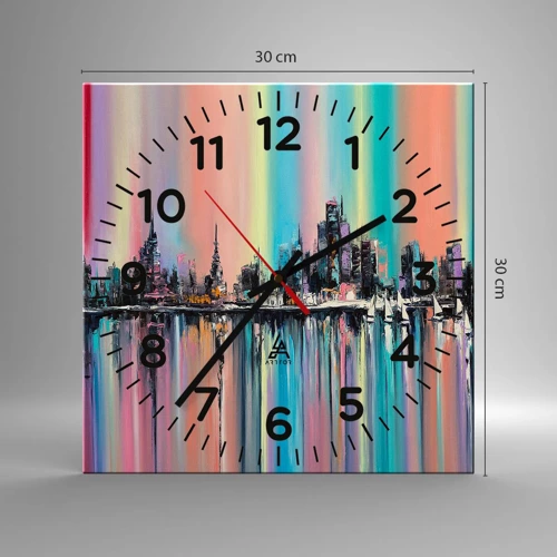 Reloj de pared - Reloj de vidrio - Flota con la luz de la noche - 30x30 cm