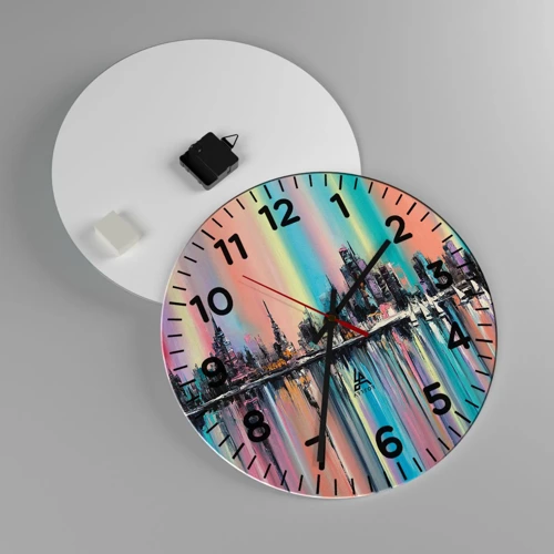 Reloj de pared - Reloj de vidrio - Flota con la luz de la noche - 40x40 cm