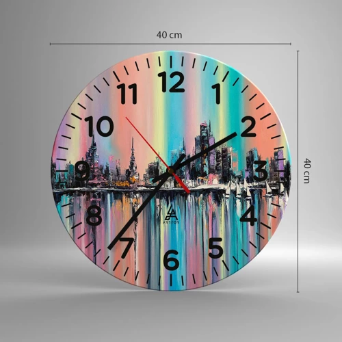 Reloj de pared - Reloj de vidrio - Flota con la luz de la noche - 40x40 cm