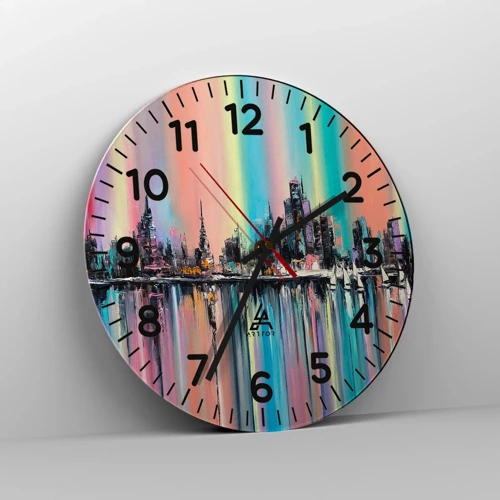 Reloj de pared - Reloj de vidrio - Flota con la luz de la noche - 40x40 cm