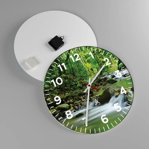 Reloj de pared - Reloj de vidrio - Flotar en un mar de verde - 40x40 cm