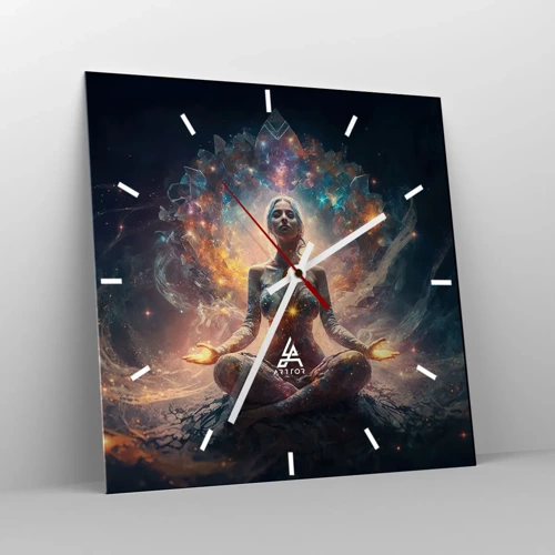 Reloj de pared - Reloj de vidrio - Flujo de buena energía - 40x40 cm