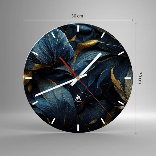 Reloj de pared - Reloj de vidrio - Forradas de oro - 30x30 cm