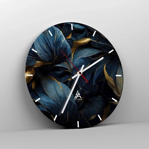 Reloj de pared - Reloj de vidrio - Forradas de oro - 30x30 cm