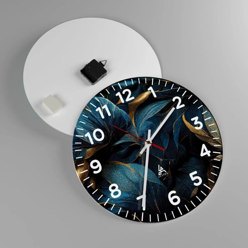 Reloj de pared - Reloj de vidrio - Forradas de oro - 40x40 cm