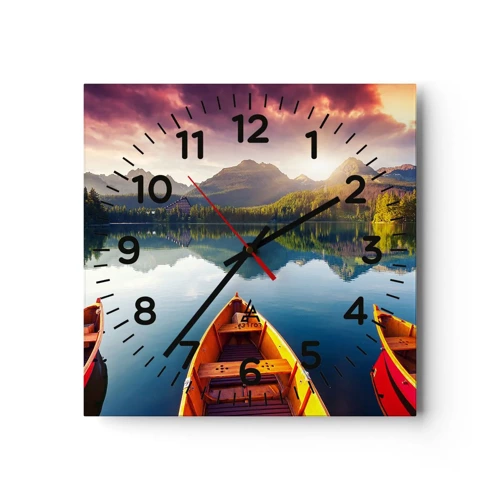 Reloj de pared - Reloj de vidrio - Frente a la naturaleza - 40x40 cm