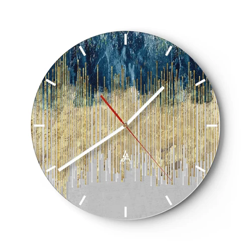 Reloj de pared - Reloj de vidrio - Frontera de líneas doradas - 30x30 cm