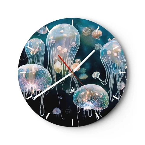 Reloj de pared - Reloj de vidrio - Globos submarinos - 30x30 cm