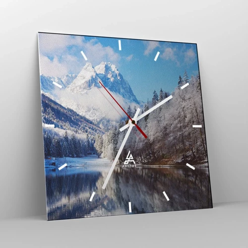 Reloj de pared - Reloj de vidrio - Guardia de nieve - 30x30 cm