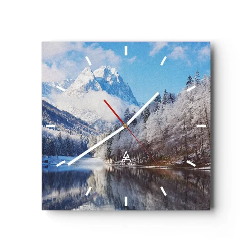 Reloj de pared - Reloj de vidrio - Guardia de nieve - 40x40 cm