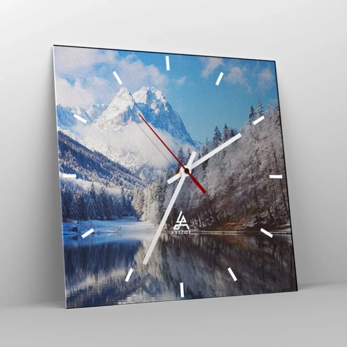 Reloj de pared - Reloj de vidrio - Guardia de nieve - 40x40 cm