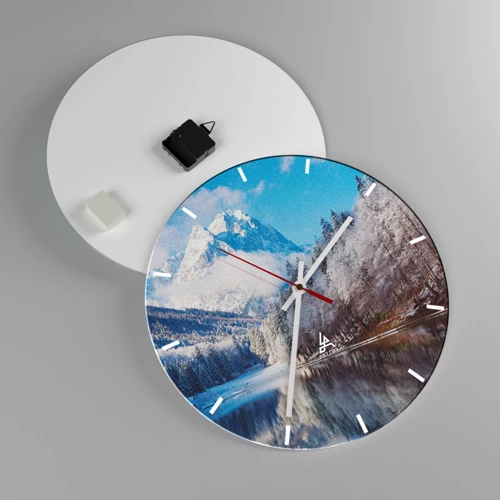 Reloj de pared - Reloj de vidrio - Guardia de nieve - 40x40 cm