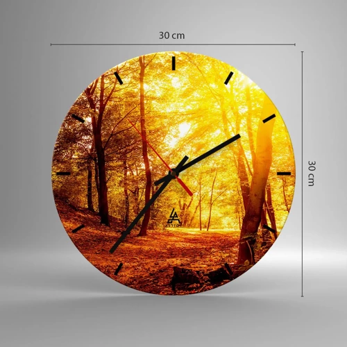 Reloj de pared - Reloj de vidrio - Hacia un claro de oro - 30x30 cm