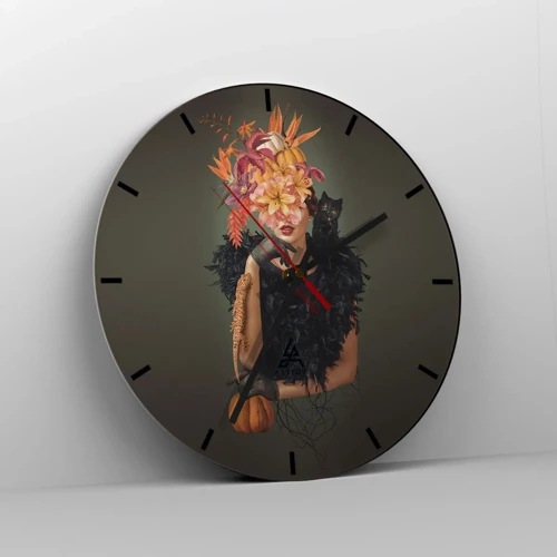 Reloj de pared - Reloj de vidrio - Hechizo de bruja - 30x30 cm