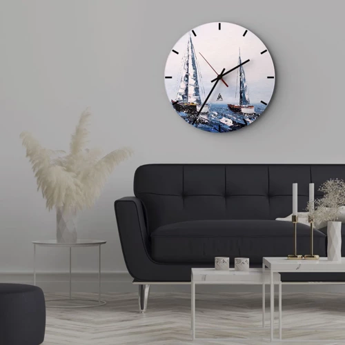 Reloj de pared - Reloj de vidrio - Hermandad del viento - 30x30 cm