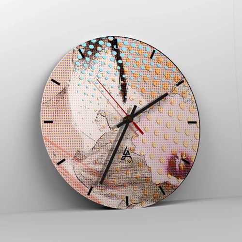 Reloj de pared - Reloj de vidrio - Heroína de cómic - 30x30 cm