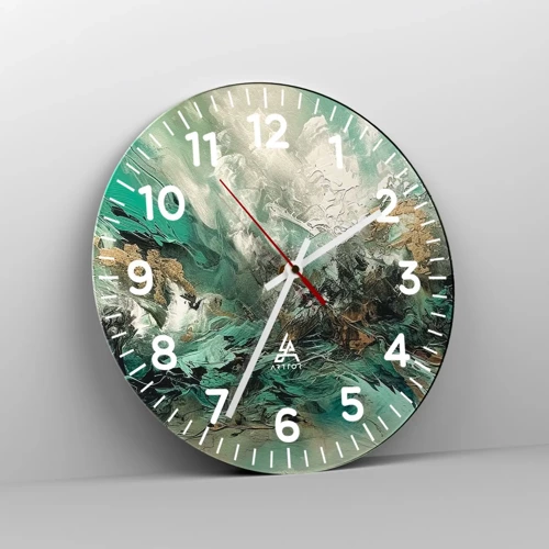 Reloj de pared - Reloj de vidrio - Hervor negro esmeralda - 40x40 cm