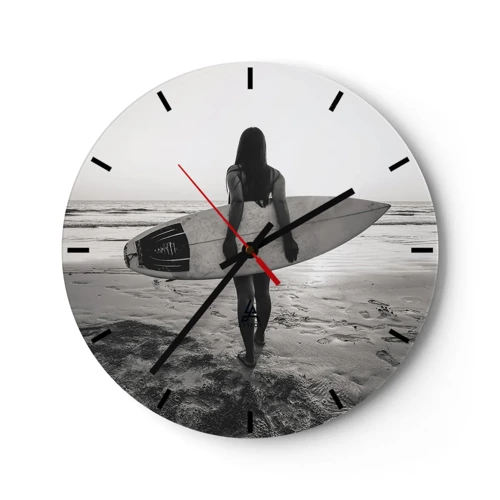 Reloj de pared - Reloj de vidrio - Hija de las olas marinas - 30x30 cm