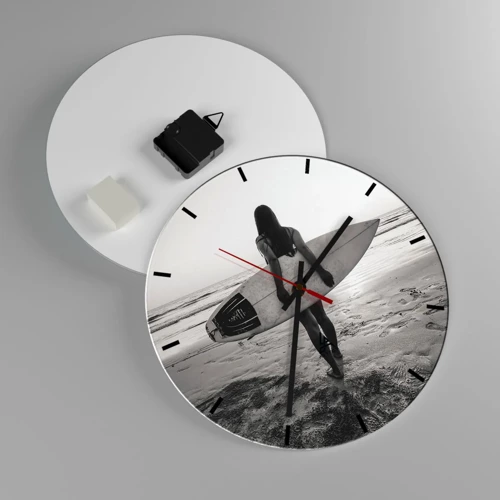 Reloj de pared - Reloj de vidrio - Hija de las olas marinas - 30x30 cm