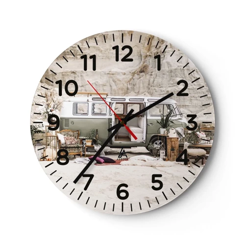 Reloj de pared - Reloj de vidrio - Hora de empezar el viaje - 30x30 cm