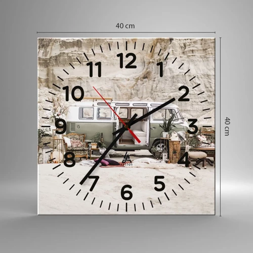 Reloj de pared - Reloj de vidrio - Hora de empezar el viaje - 40x40 cm