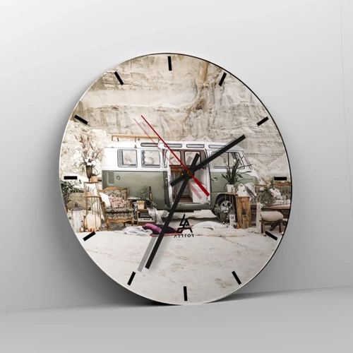 Reloj de pared - Reloj de vidrio - Hora de empezar el viaje - 40x40 cm