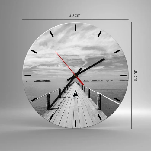 Reloj de pared - Reloj de vidrio - Hora de viajar - 30x30 cm