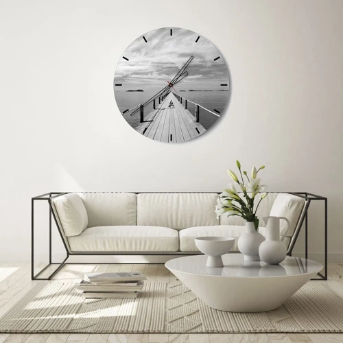 Reloj de pared - Reloj de vidrio - Hora de viajar - 30x30 cm