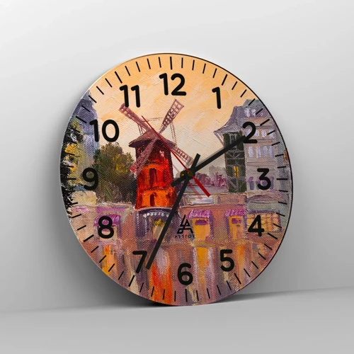 Reloj de pared - Reloj de vidrio - Iconos parisinos - Moulin Rouge - 30x30 cm