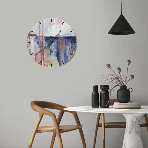 Reloj de pared - Reloj de vidrio - Impresiones y asociaciones de colores - 30x30 cm