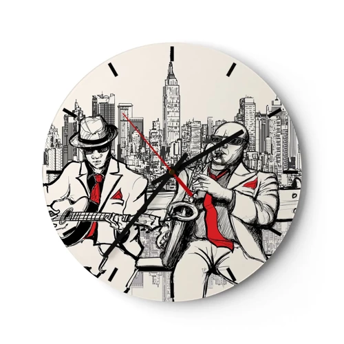 Reloj de pared - Reloj de vidrio - Improvisación en Nueva York - 30x30 cm