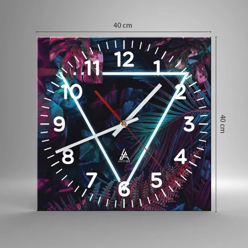 Reloj de pared - Reloj de vidrio - Jardín fluorescente - 40x40 cm