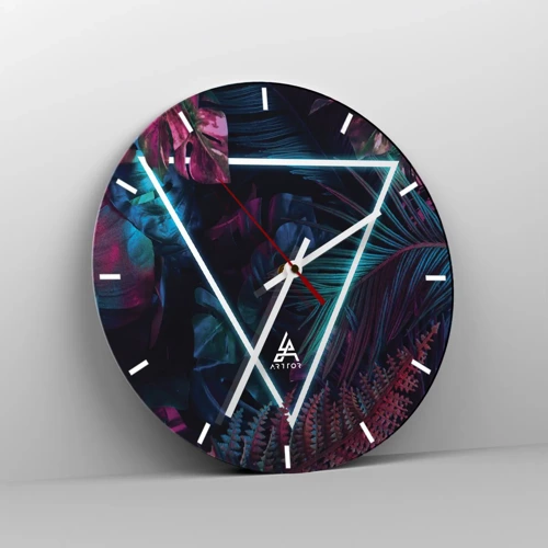 Reloj de pared - Reloj de vidrio - Jardín fluorescente - 40x40 cm