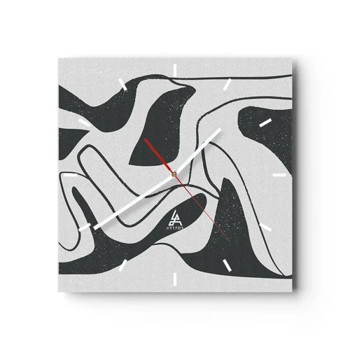 Reloj de pared - Reloj de vidrio - Juego abstracto en un laberinto - 30x30 cm