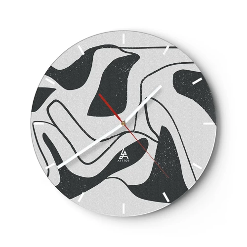Reloj de pared - Reloj de vidrio - Juego abstracto en un laberinto - 30x30 cm