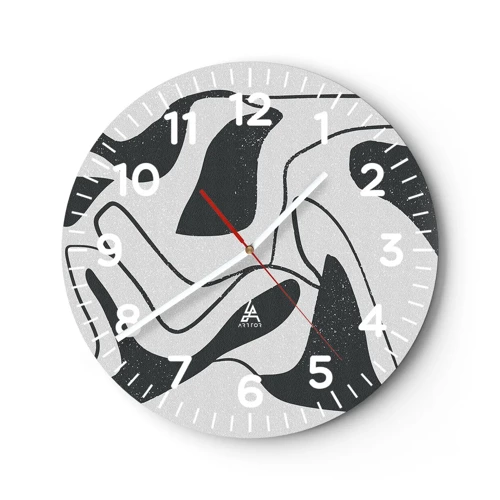 Reloj de pared - Reloj de vidrio - Juego abstracto en un laberinto - 30x30 cm