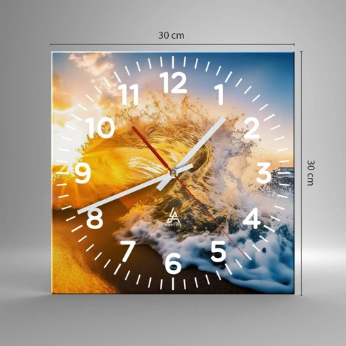 Reloj de pared - Reloj de vidrio - Jugando en la arena - 30x30 cm