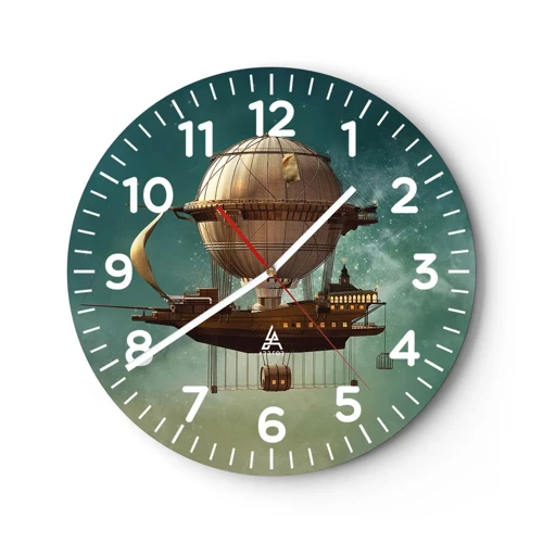 Reloj de pared - Reloj de vidrio - Julio Verne saluda - 30x30 cm