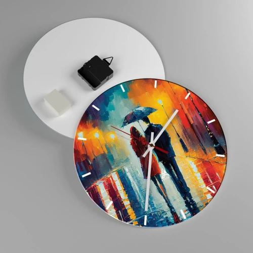 Reloj de pared - Reloj de vidrio - Juntos en una noche llena de color - 30x30 cm