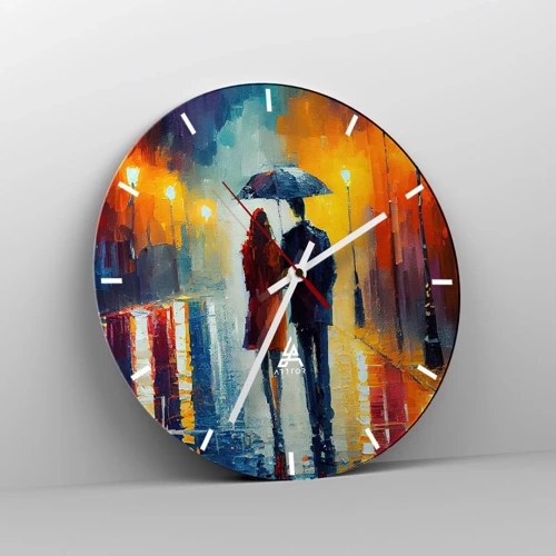 Reloj de pared - Reloj de vidrio - Juntos en una noche llena de color - 30x30 cm