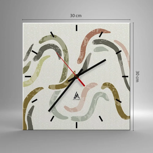 Reloj de pared - Reloj de vidrio - La alegre danza de la abstracción - 30x30 cm