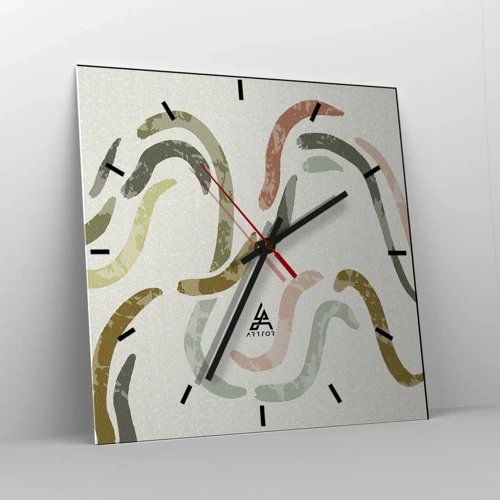 Reloj de pared - Reloj de vidrio - La alegre danza de la abstracción - 30x30 cm