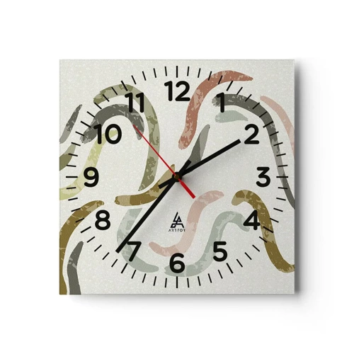 Reloj de pared - Reloj de vidrio - La alegre danza de la abstracción - 30x30 cm